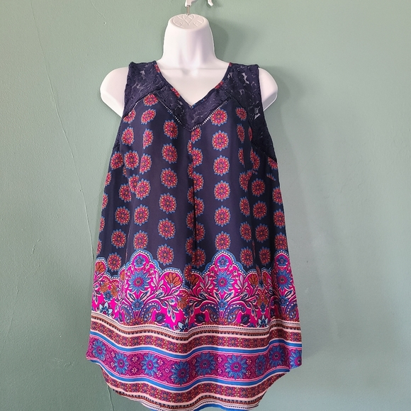 Zac & Rachel Tops - Zac & Rachel Hippy Boho Tank with Lace size 1X